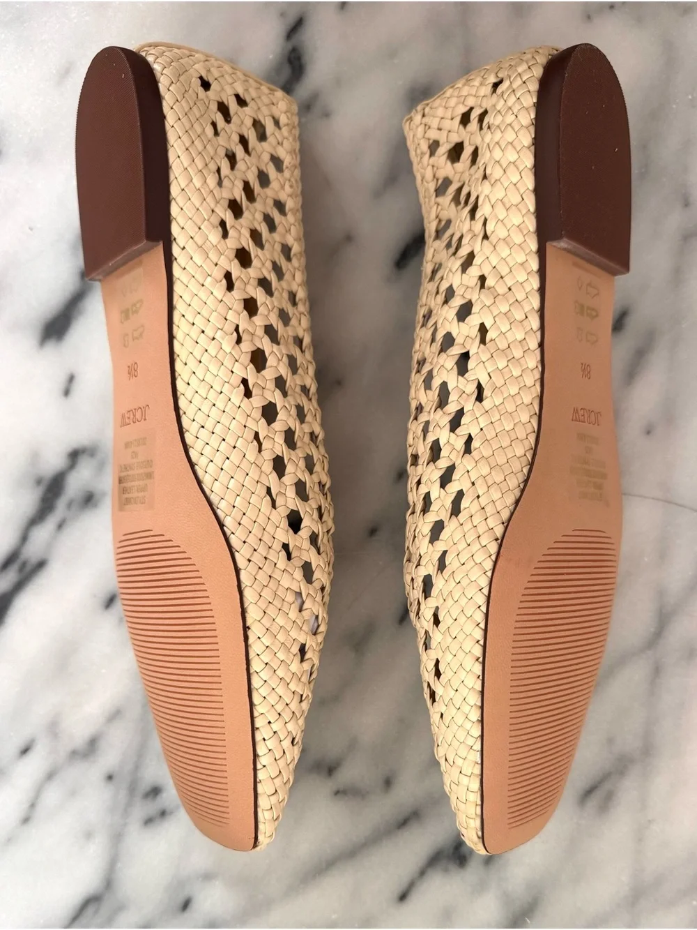 NWT J. Crew Quinn Leather Handwoven  Cream Women’s Ballet Flats in Sesame